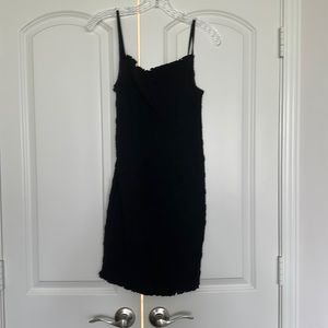 Black ruched mini dress